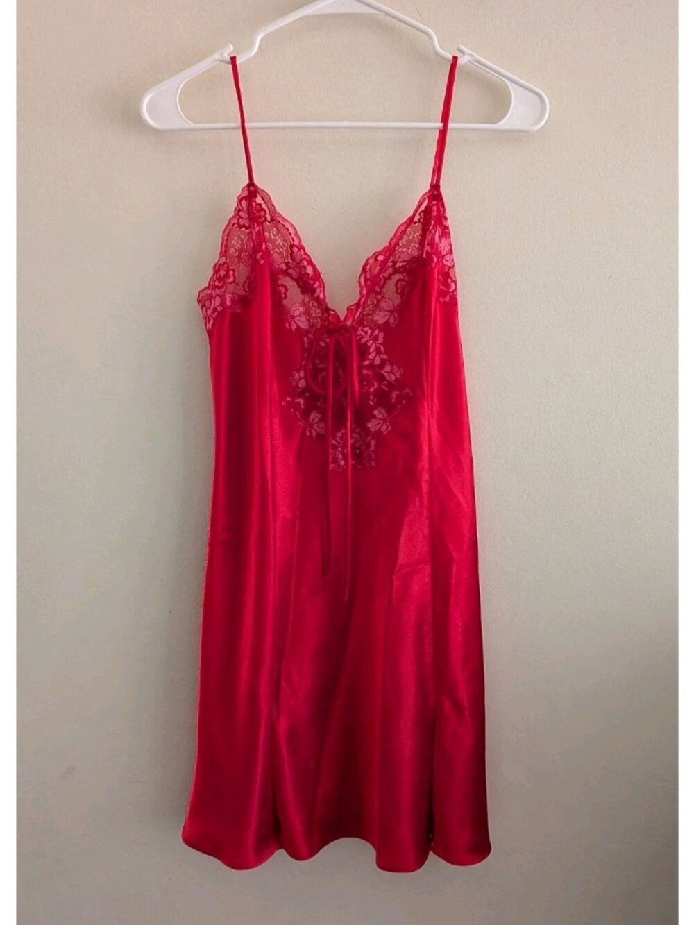 Vtg Fredericks of Hollywood  Chemise Babydoll Slip Dress Women's Med Satin Lace